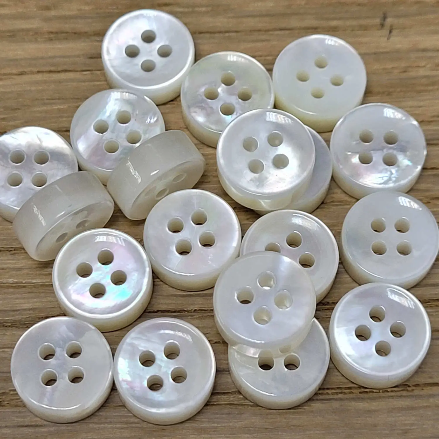 Concave Mother of Pearl Shirt Buttons 4mm thickness of size 16L